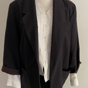 Westbound Black Blazer Open-Front Knit